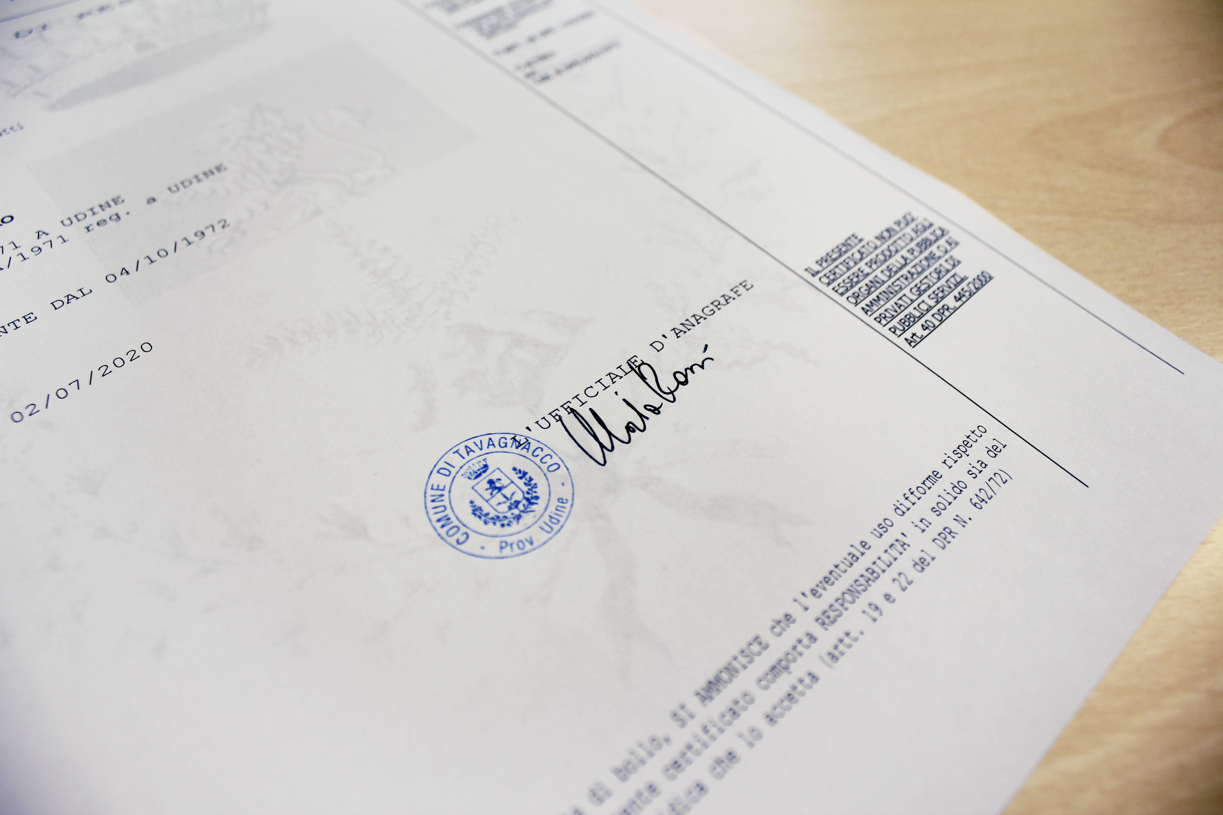 Certificato Anagrafico